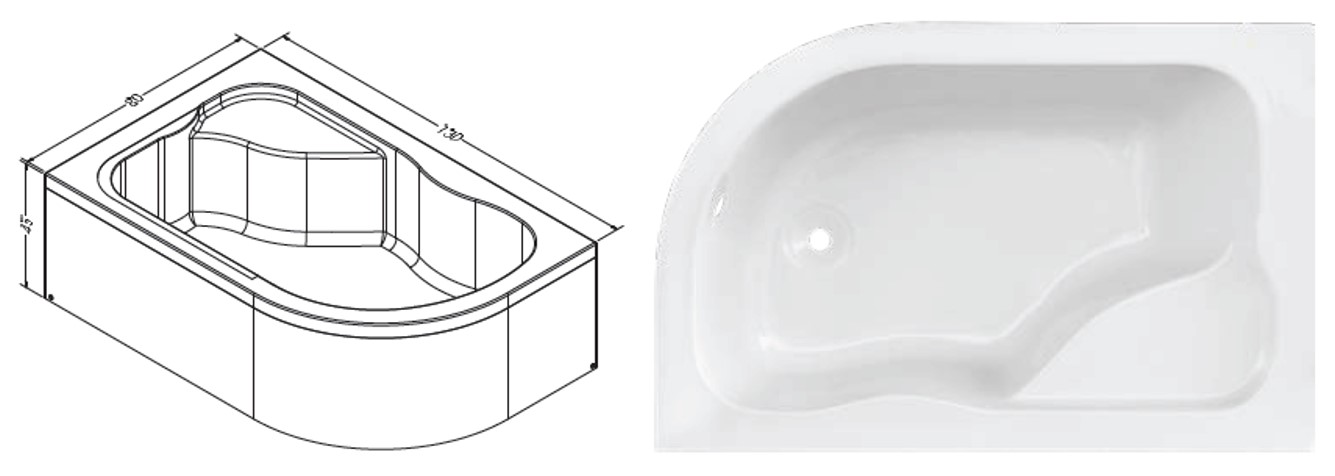 Moneta Asymmetric Mini Oval Bathtub (H-45)